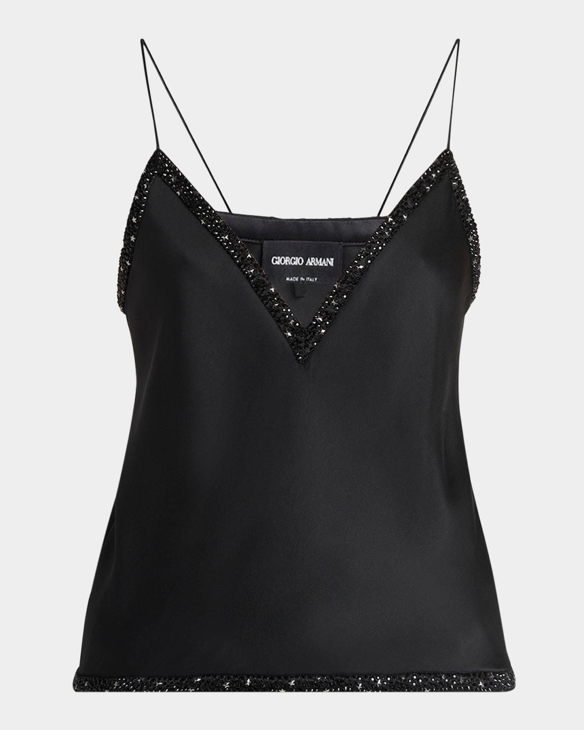 strass embellished v-neck silk cami