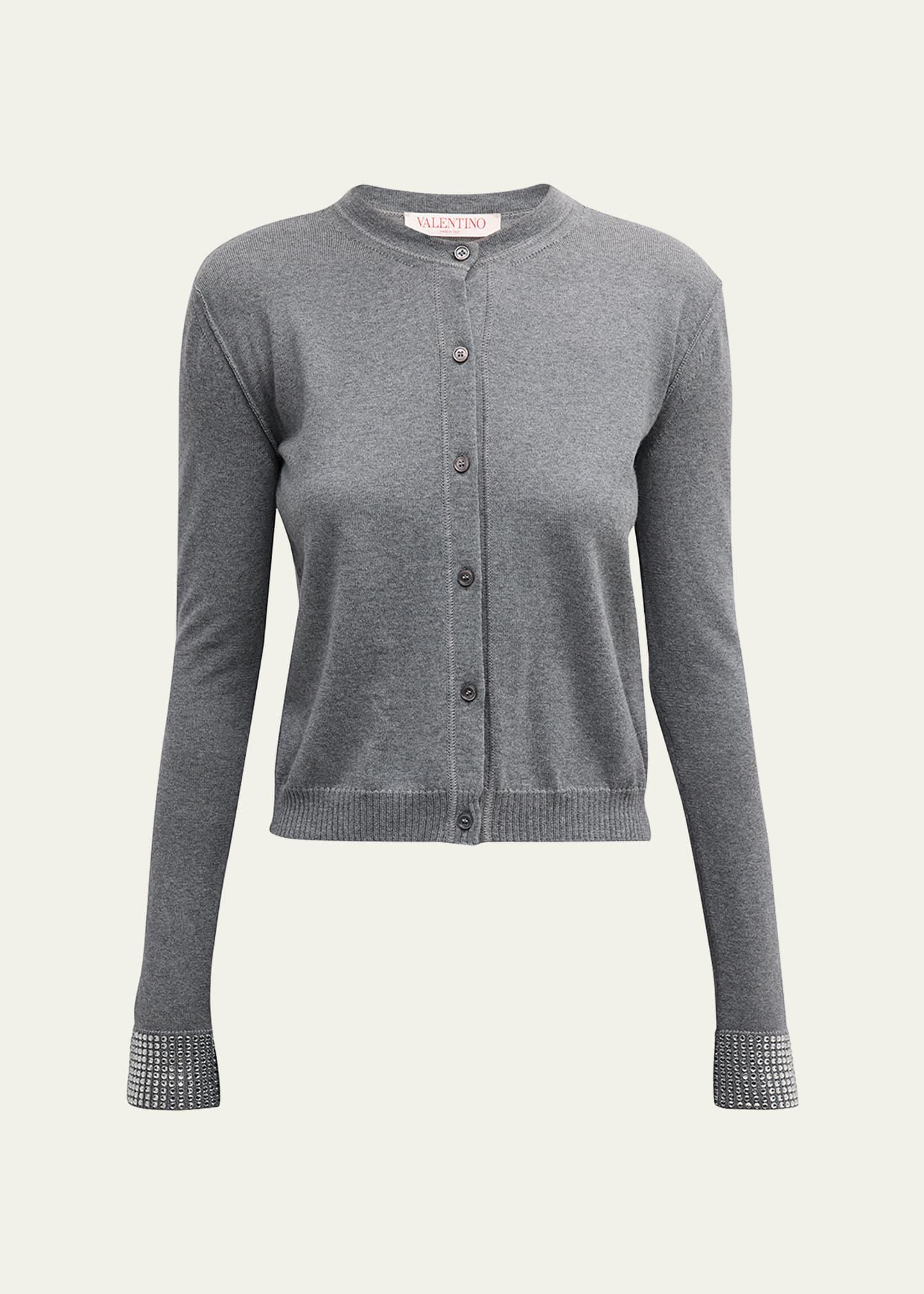 strass embellished wool crewneck cardigan