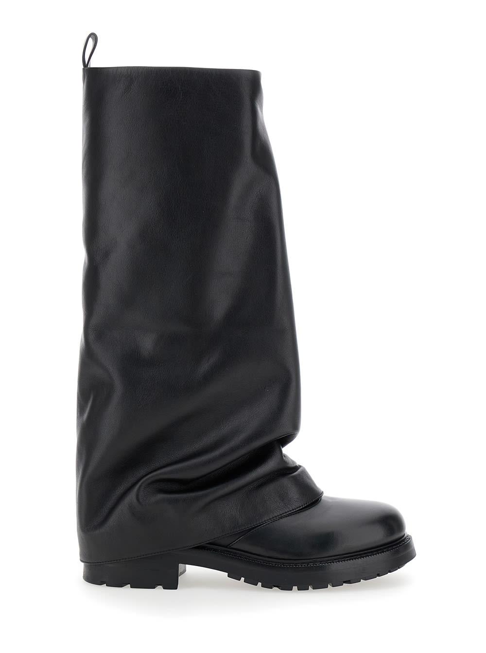 strategia ranger black leather boots woman