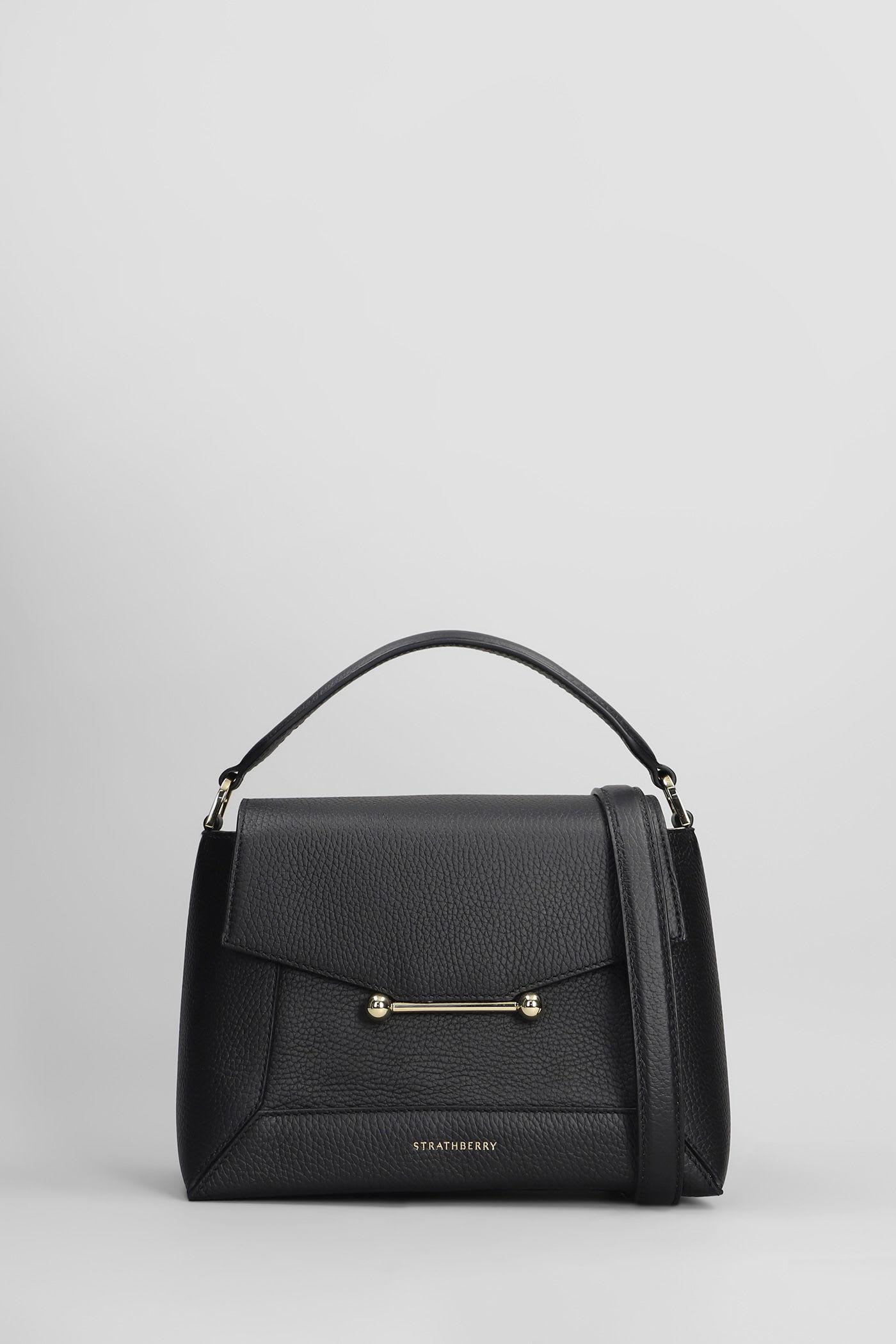 strathberry mosaic shoulder bag in black leather