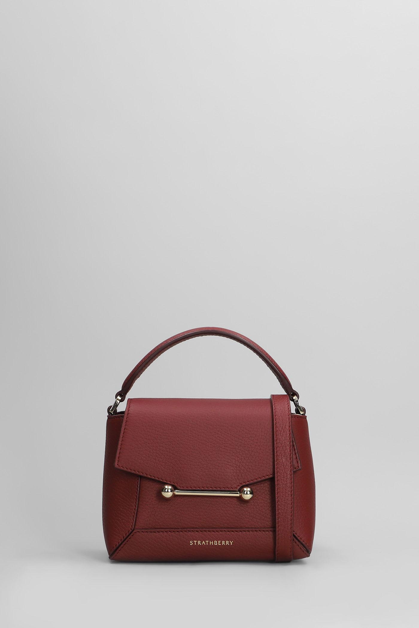 strathberry mosaic shoulder bag in bordeaux leather