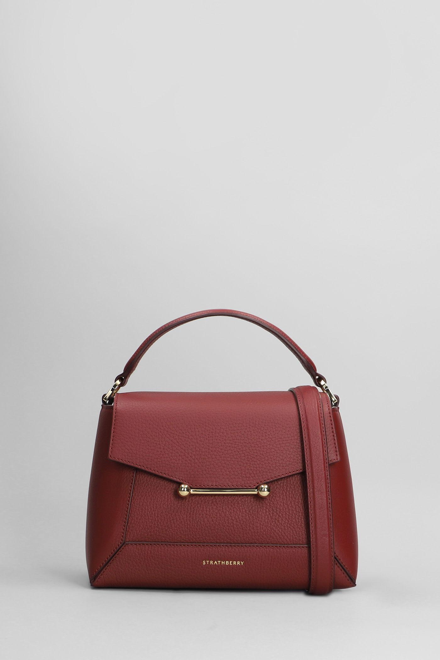 strathberry mosaic shoulder bag in bordeaux leather