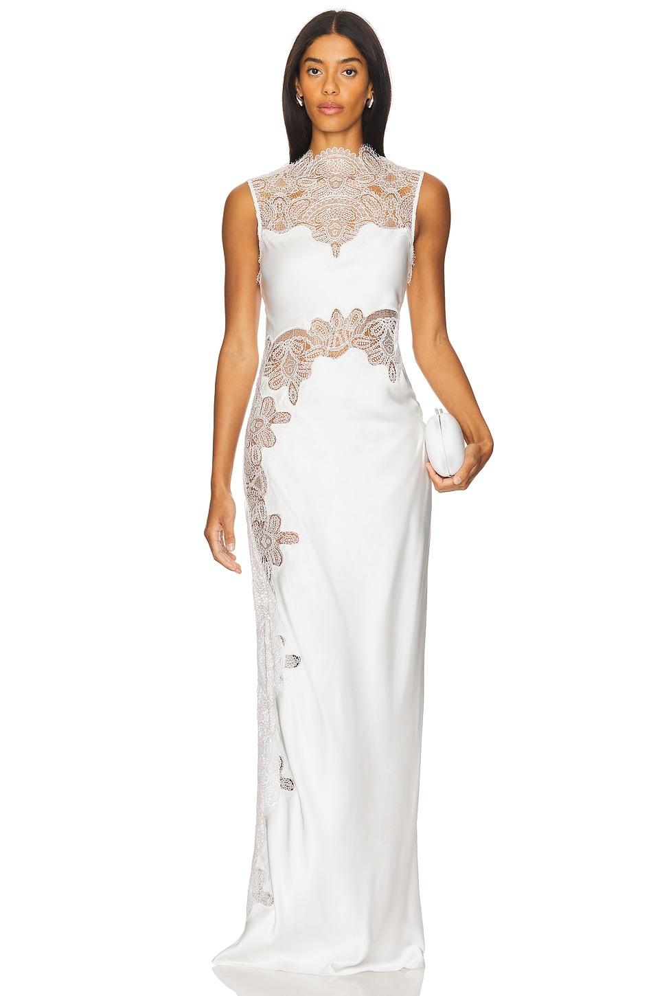 stratus lace high neck maxi dress