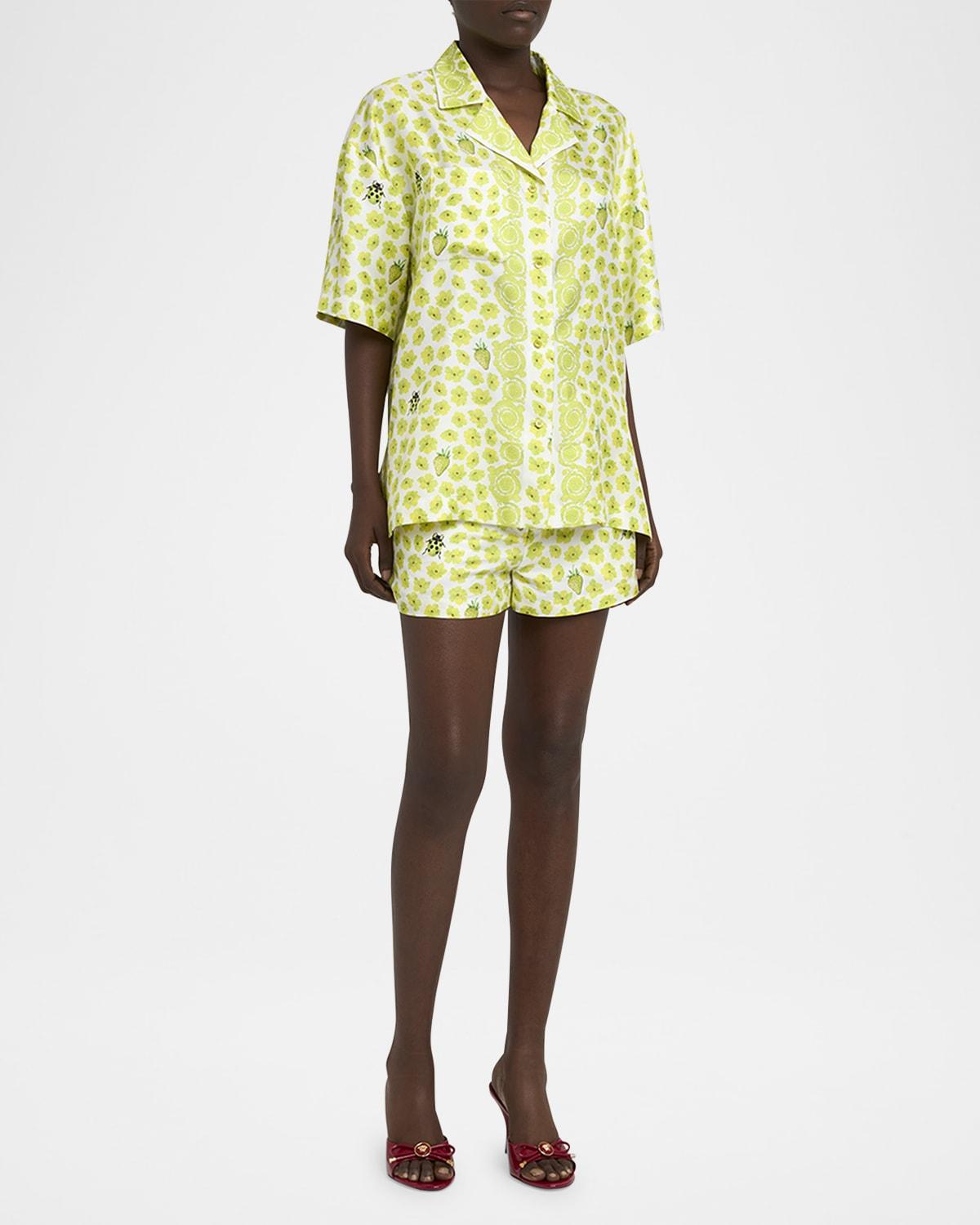 strawberry garden silk twill informal shirt