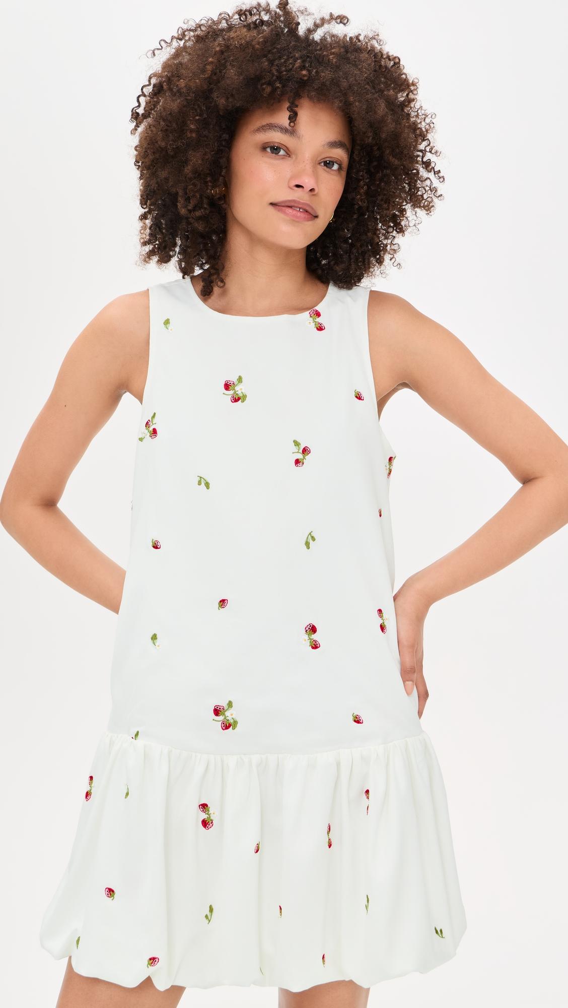 strawberry kiss bubble hem mini dress