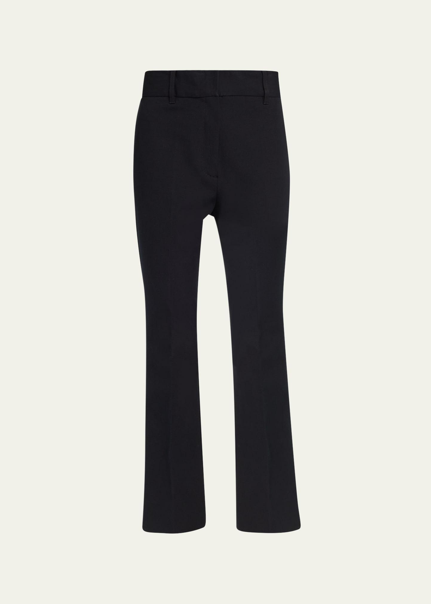 stretch-cotton cropped flare trousers