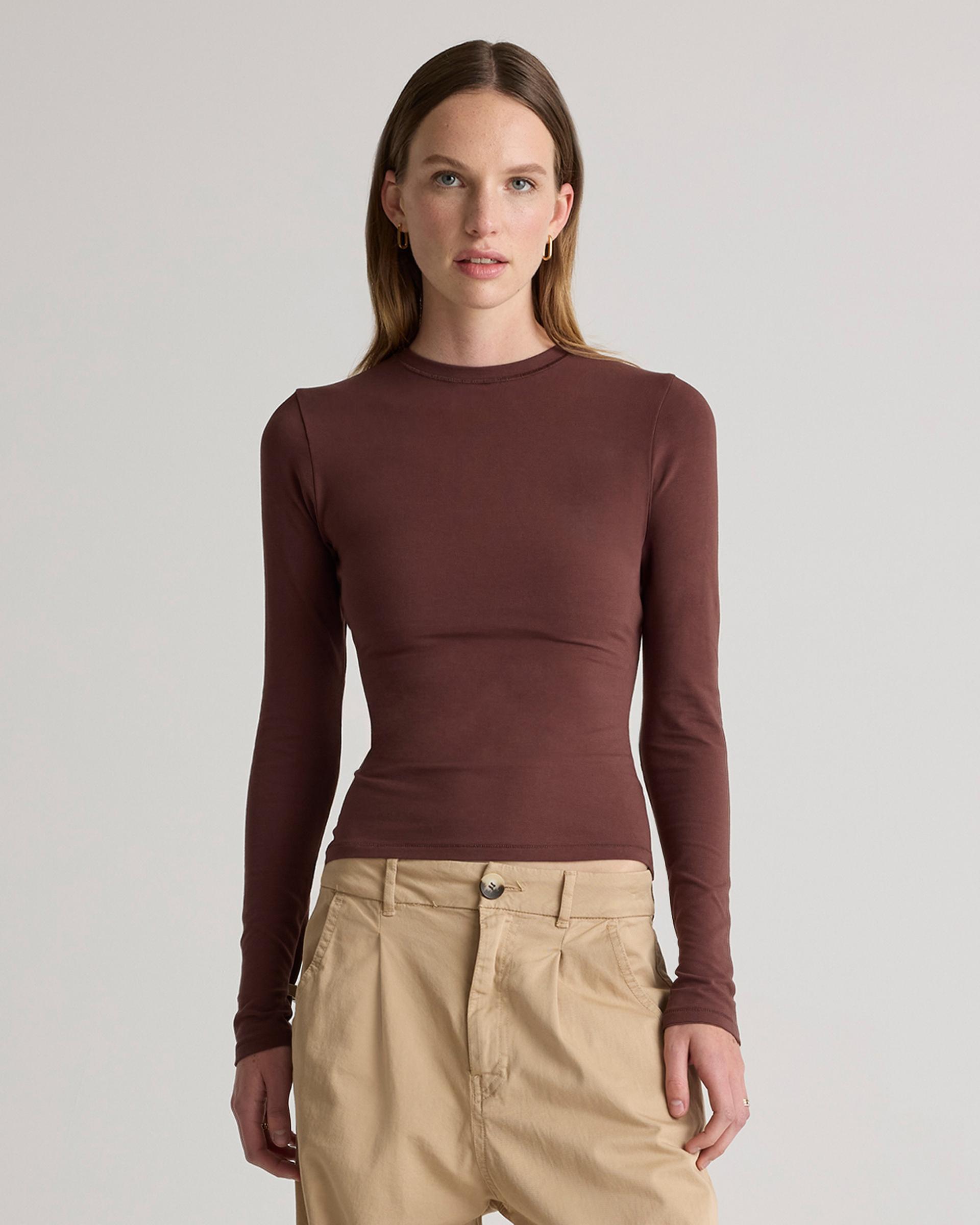 stretch cotton jersey fitted long sleeve t-shirt