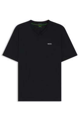 stretch-cotton regular-fit t-shirt with contrast logo- black men's t-shirts