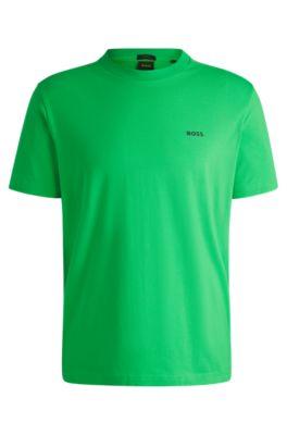 stretch-cotton regular-fit t-shirt with contrast logo- light green men's t-shirts