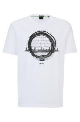 stretch-cotton regular-fit t-shirt with seasonal artwork- white men's t-shirts