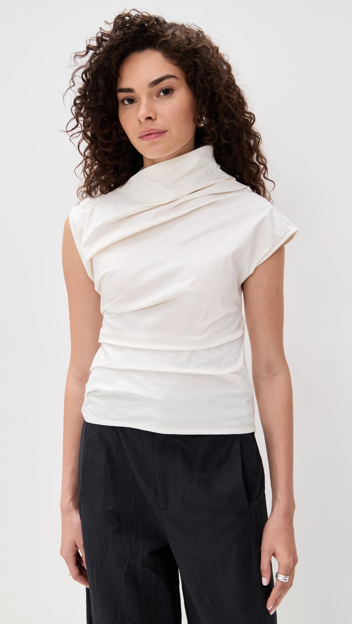 stretch cotton ruched top