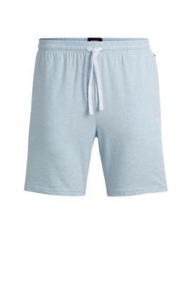 stretch-cotton shorts with drawstring waist and embroidered logo- light blue men's loungewear