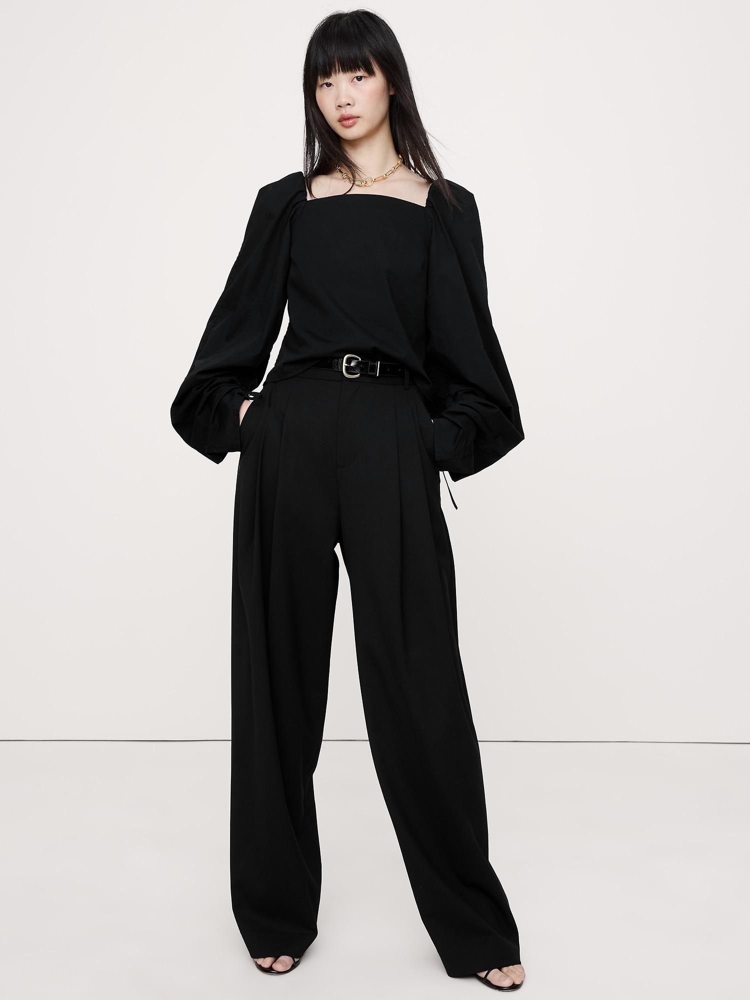 stretch-cotton square-neck top