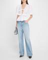 stretch cotton tie-front blouse