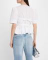 stretch cotton tie-front blouse