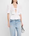 stretch cotton tie-front blouse