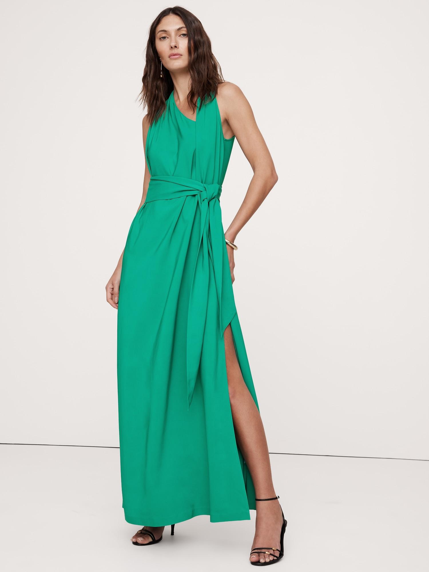 stretch-crepe maxi dress