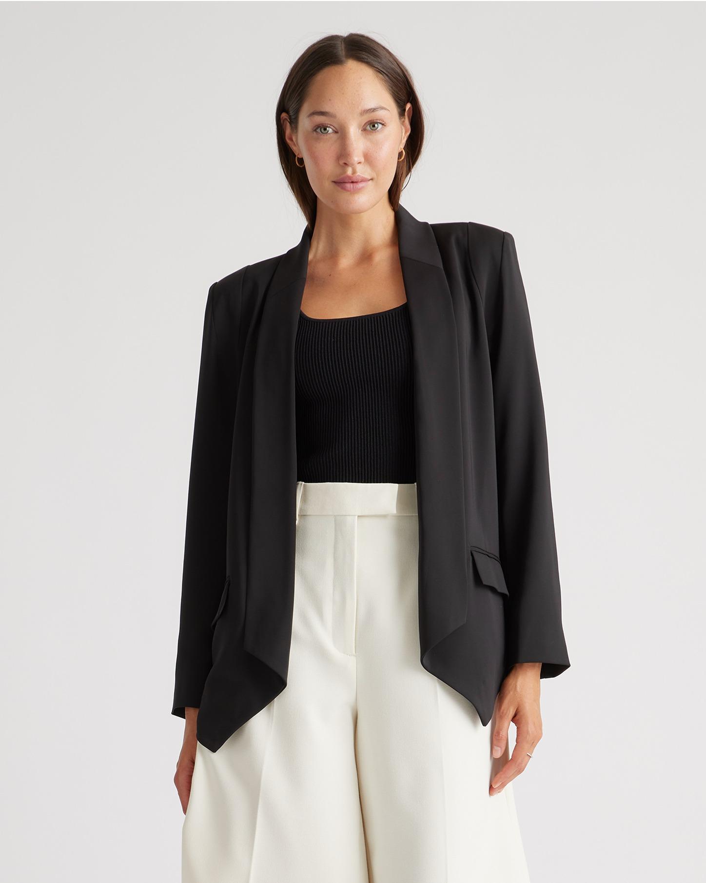 stretch crepe open blazer