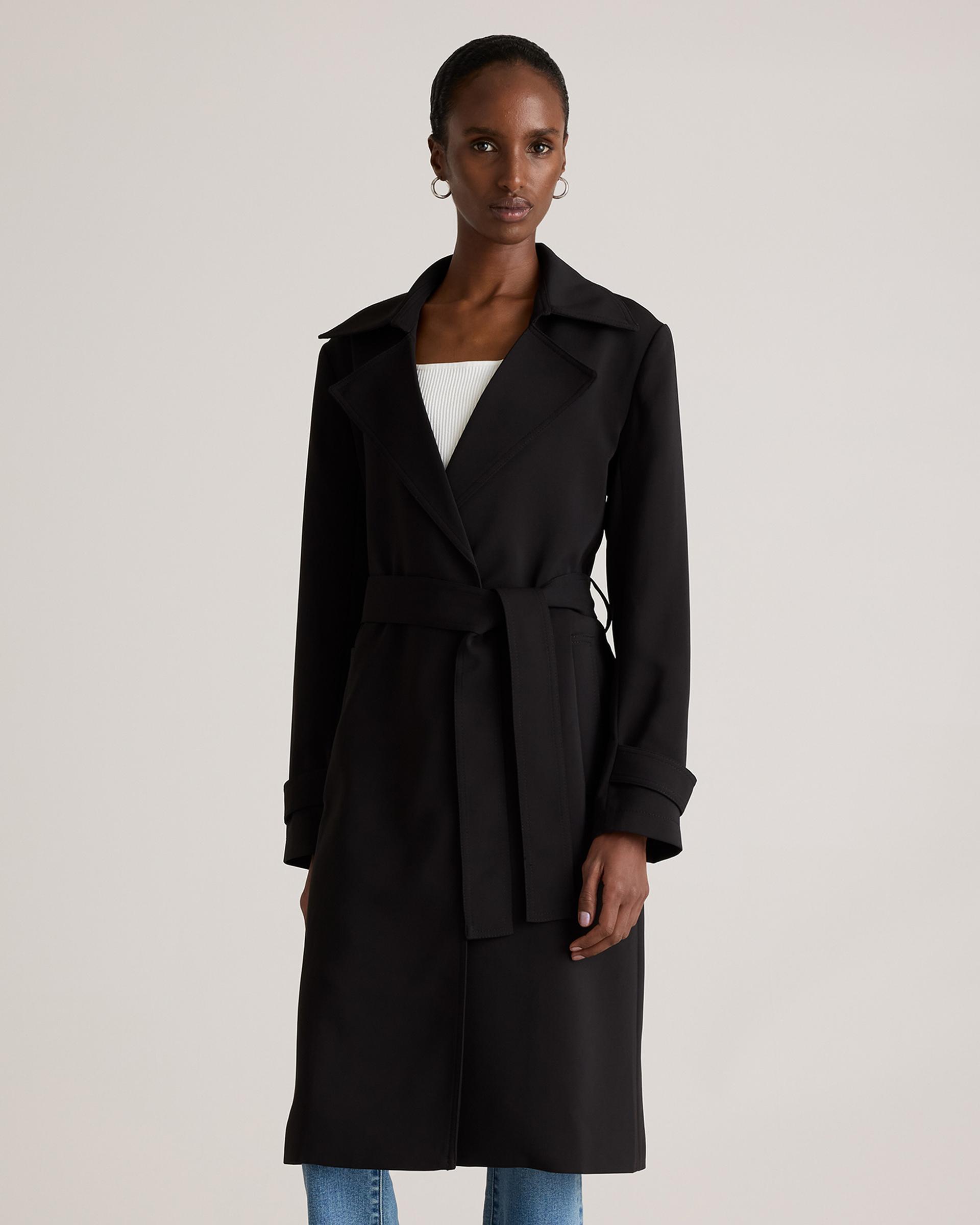 stretch crepe trench coat