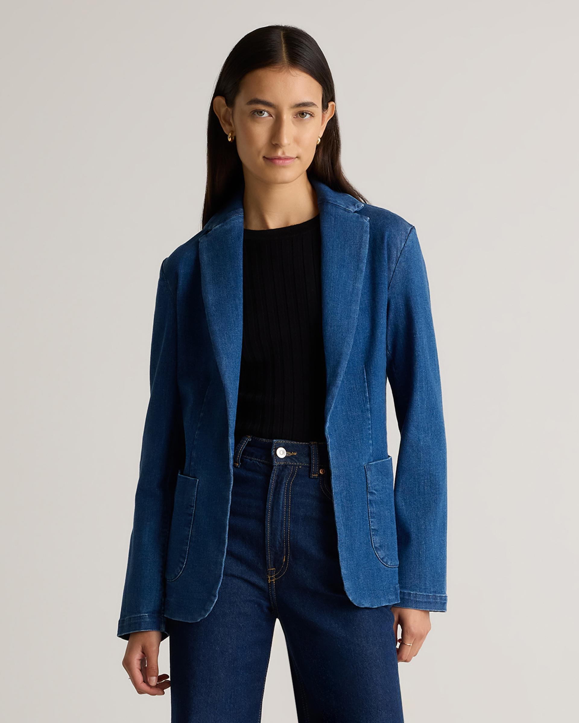 stretch denim blazer
