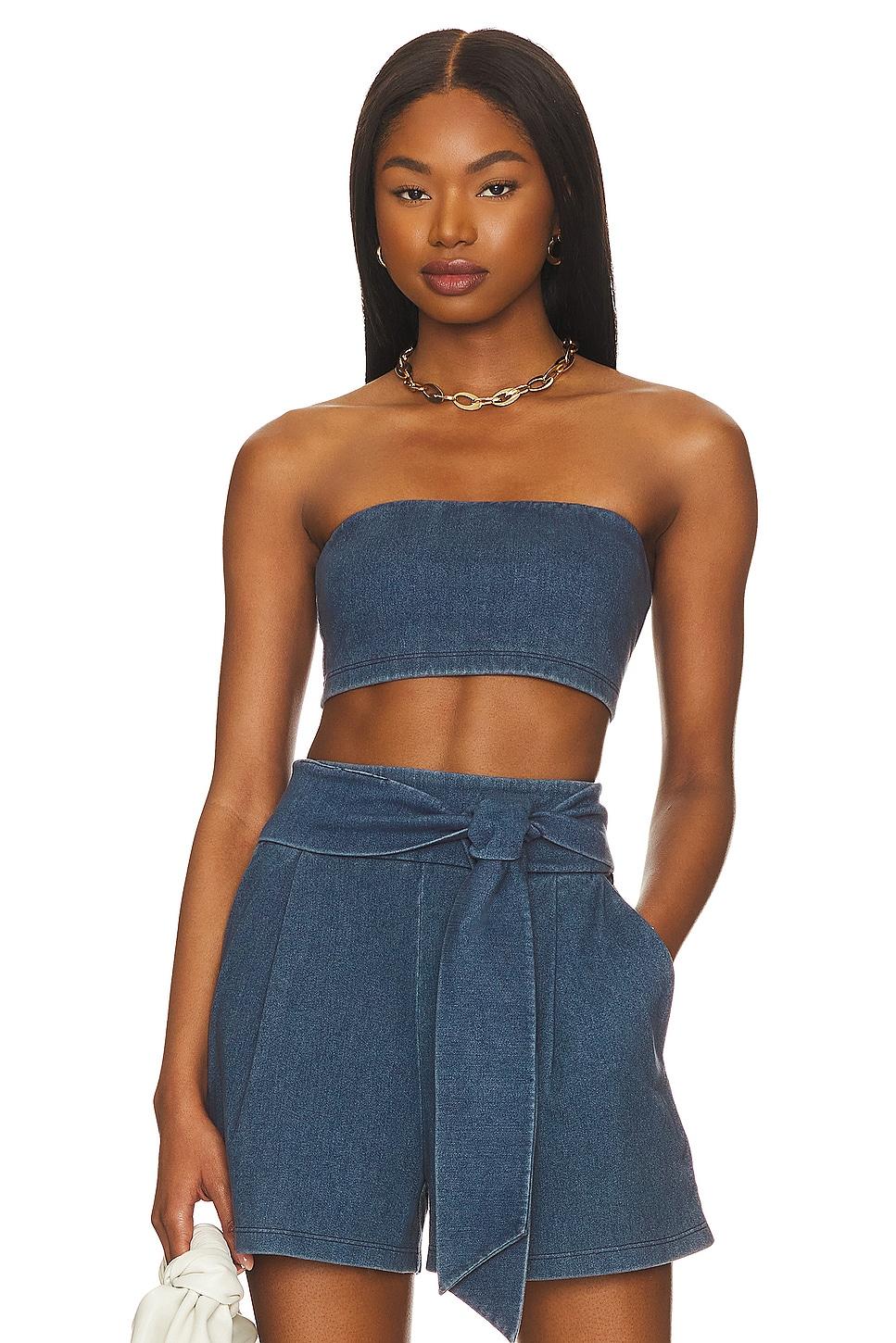stretch denim micro tube top