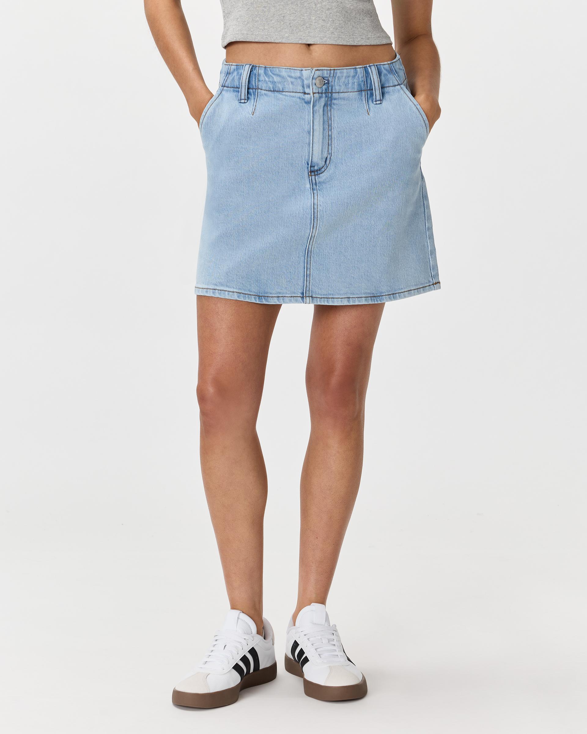 stretch denim mini skirt