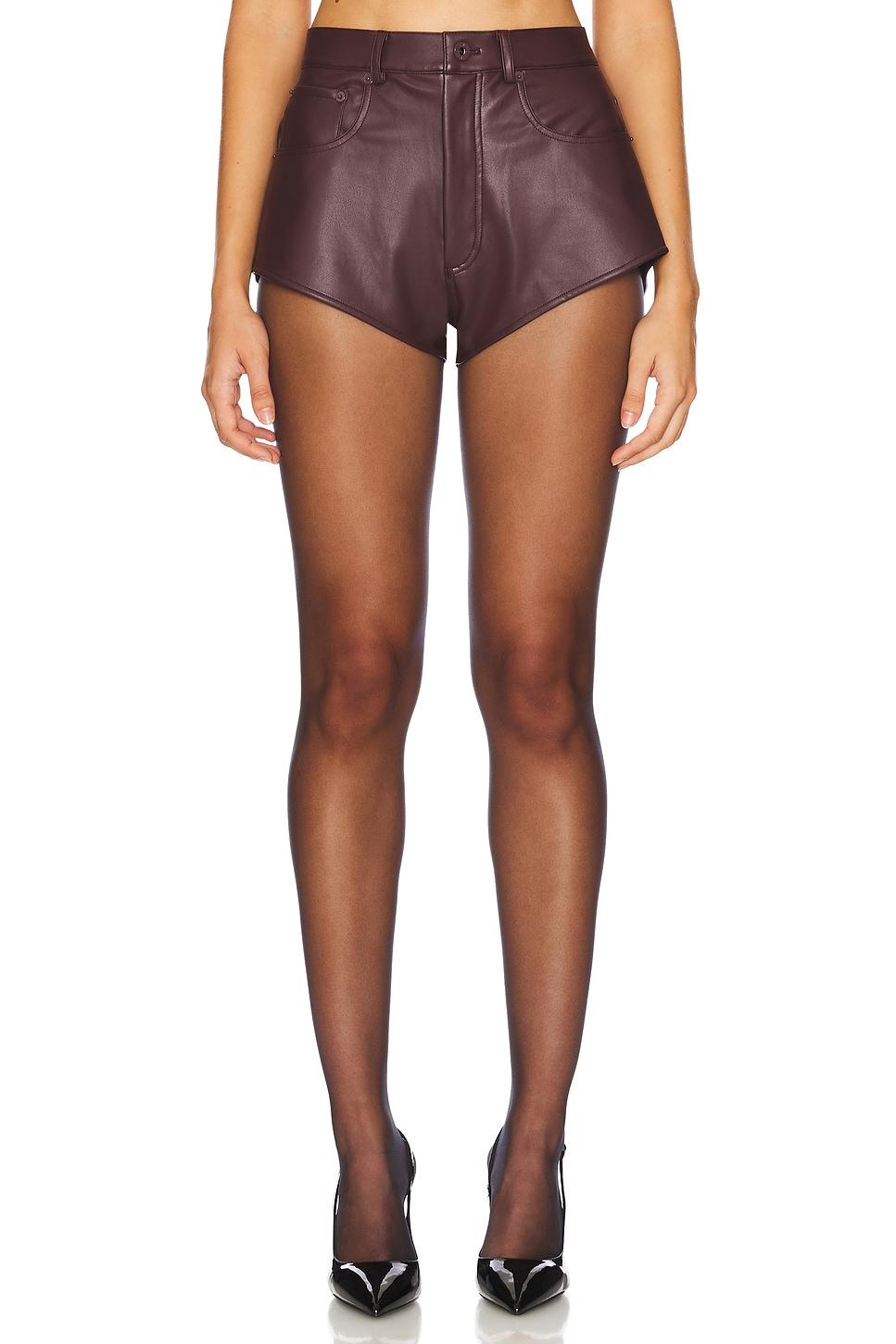 stretch faux leather mini short
