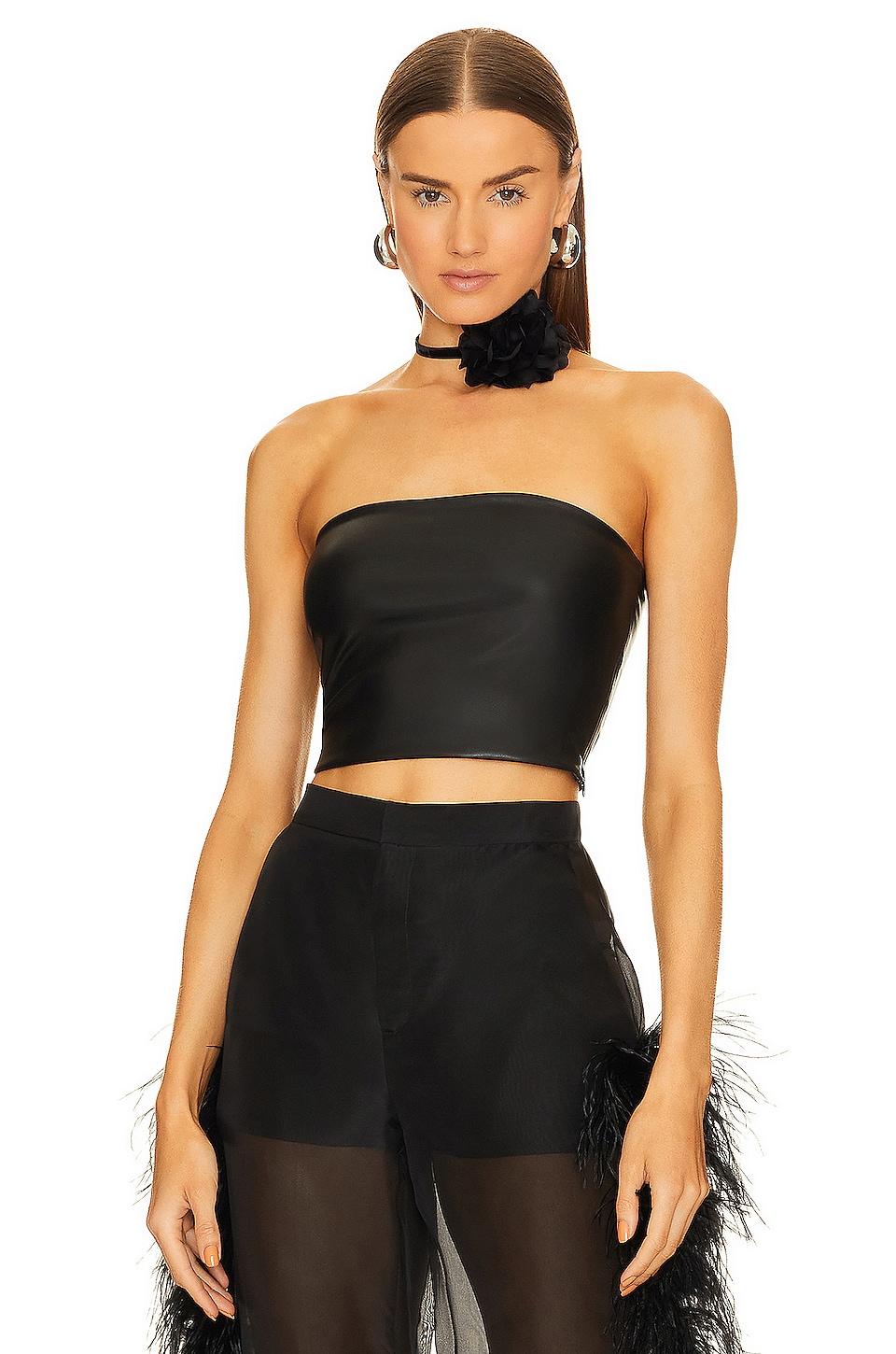stretch faux leather tube top