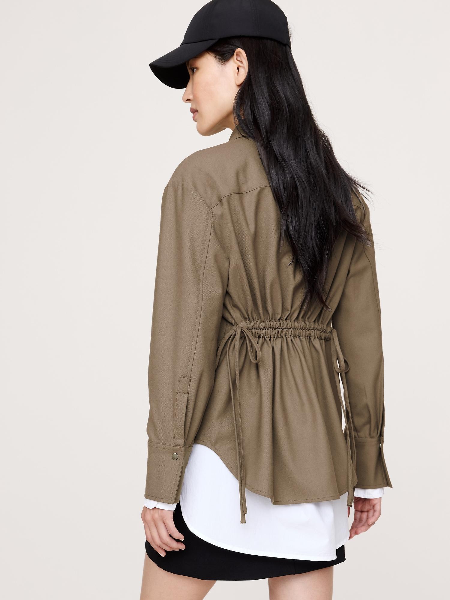 stretch-flannel cinch-back shirt