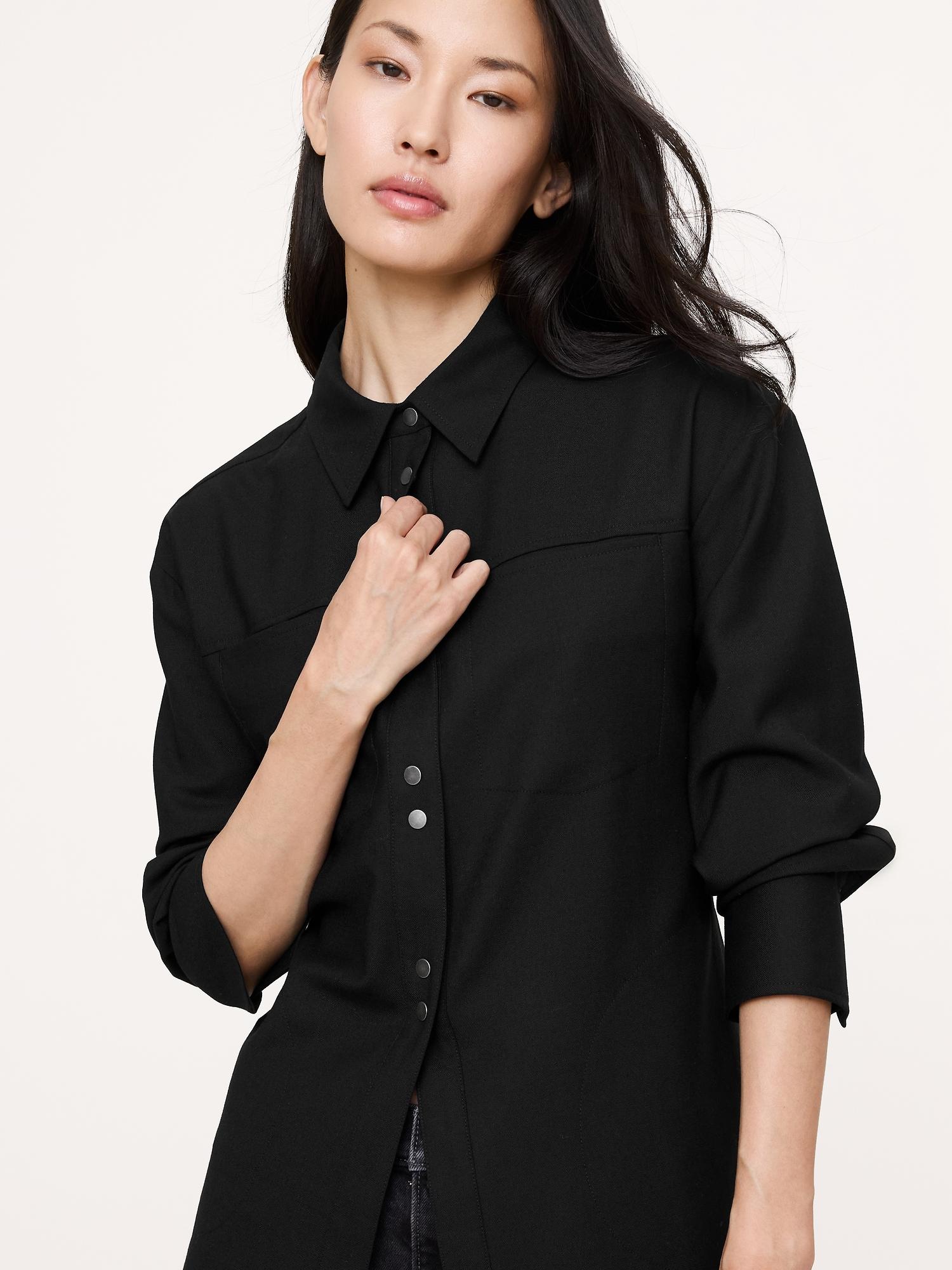 stretch-flannel cinch-back shirt