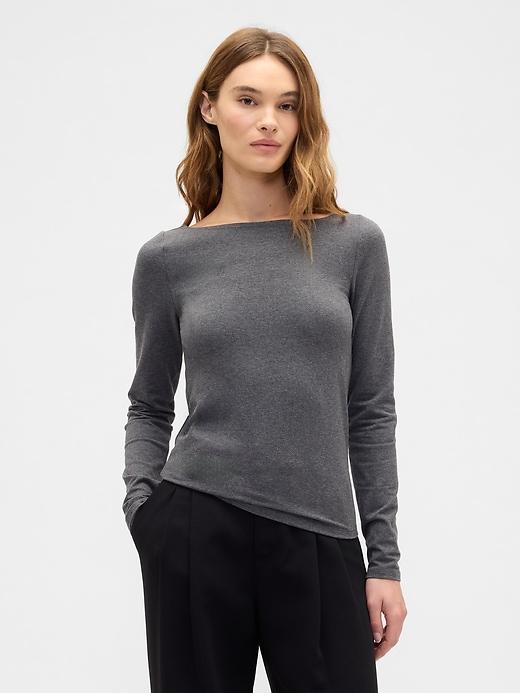 stretch jersey boatneck t-shirt
