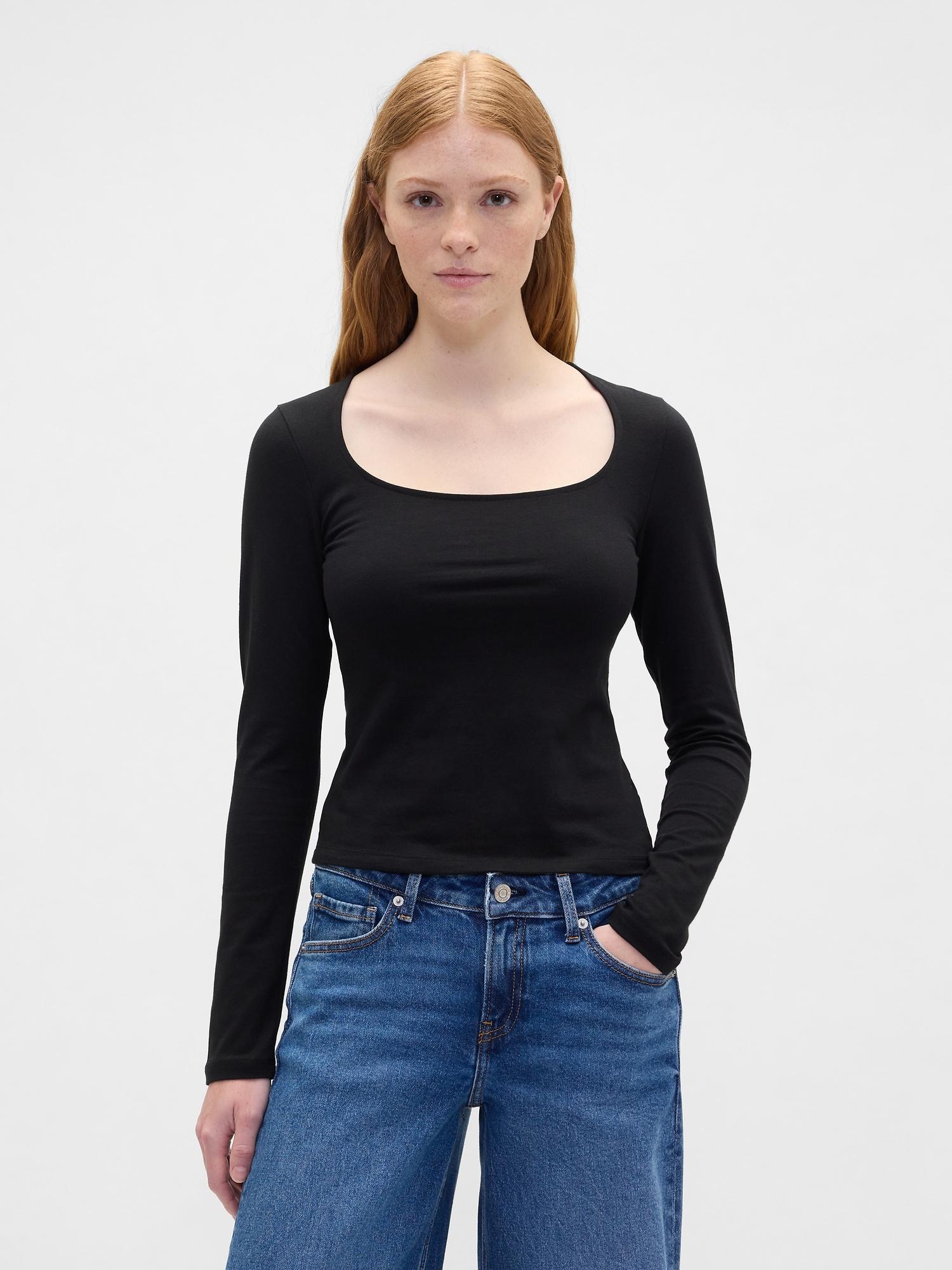 stretch jersey scoopneck top