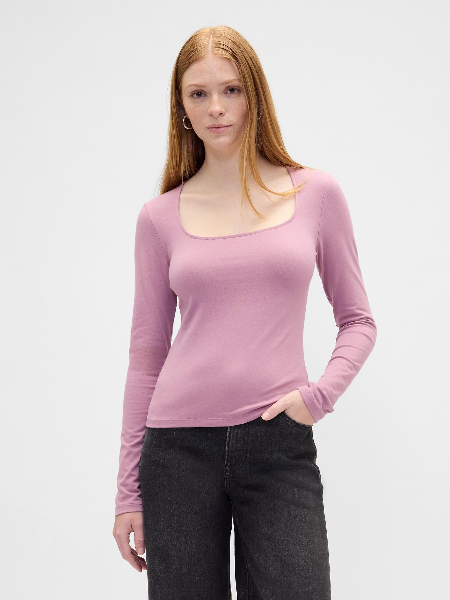 stretch jersey scoopneck top