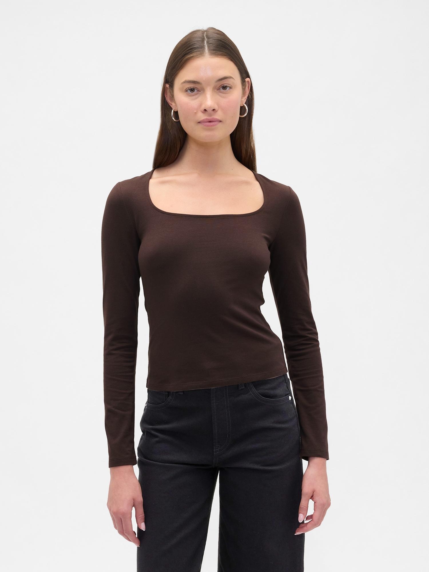 stretch jersey scoopneck top