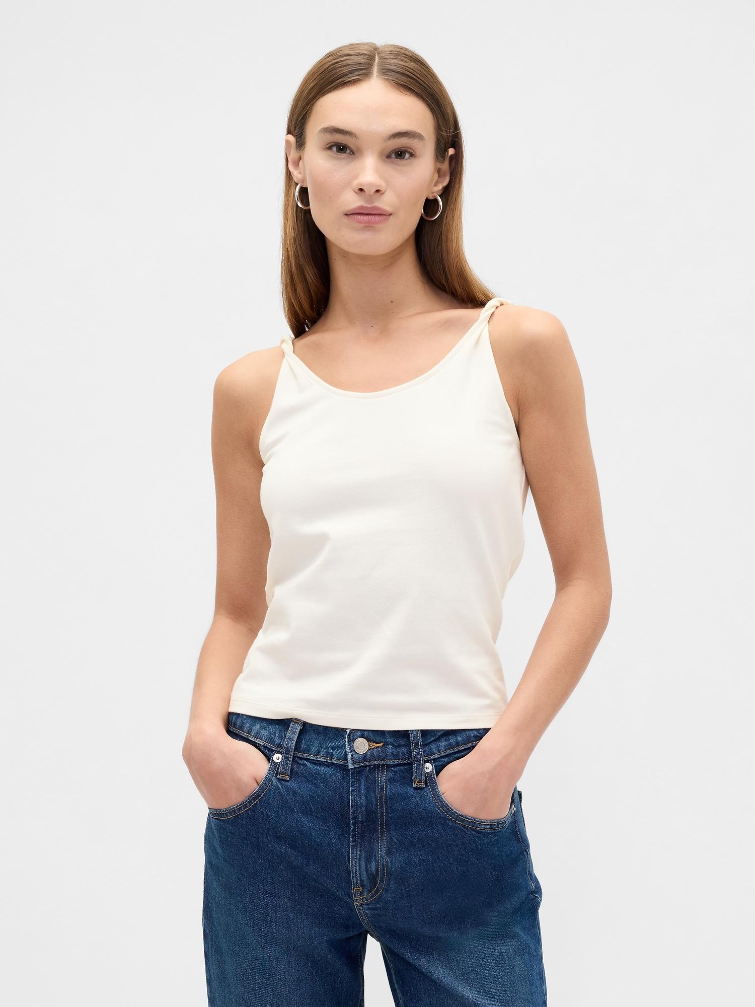 stretch jersey twist tank top