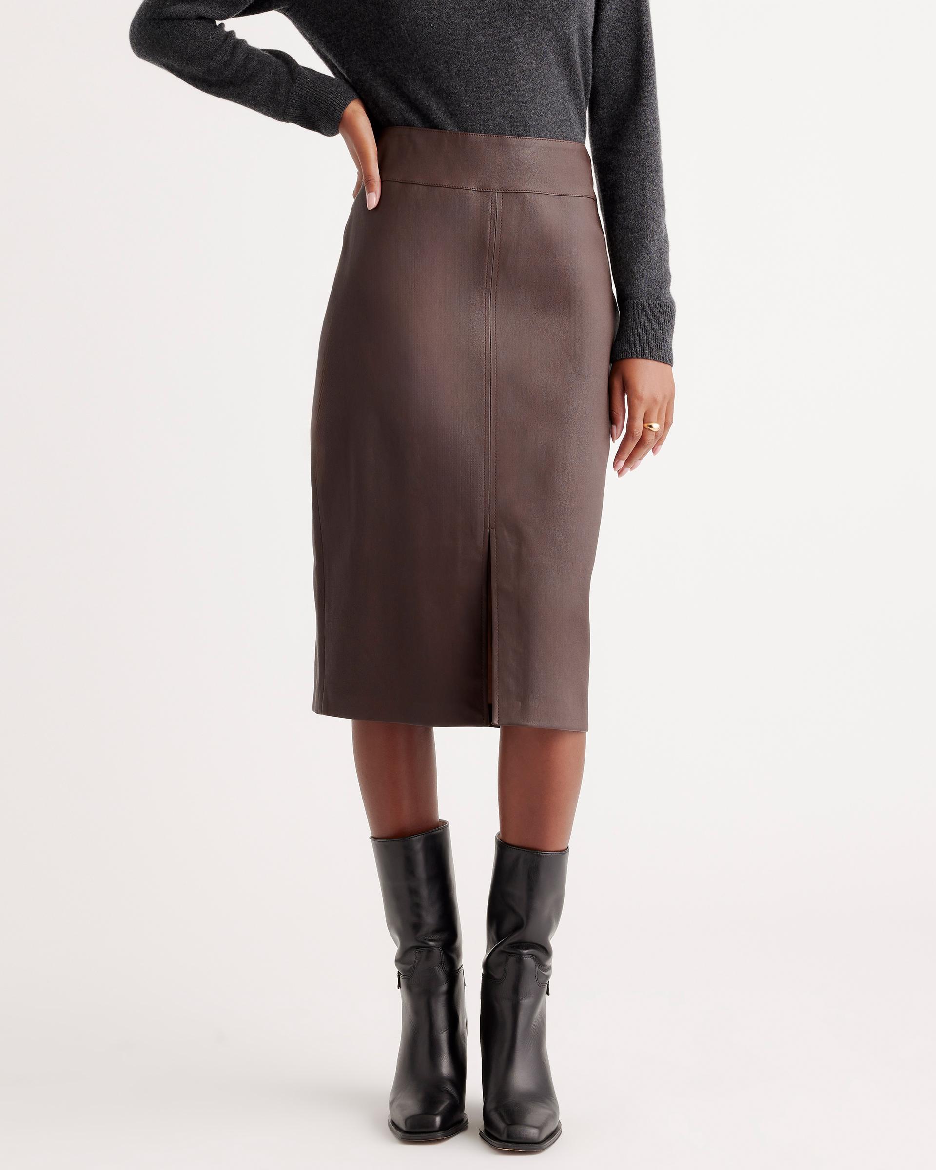 stretch leather pencil skirt