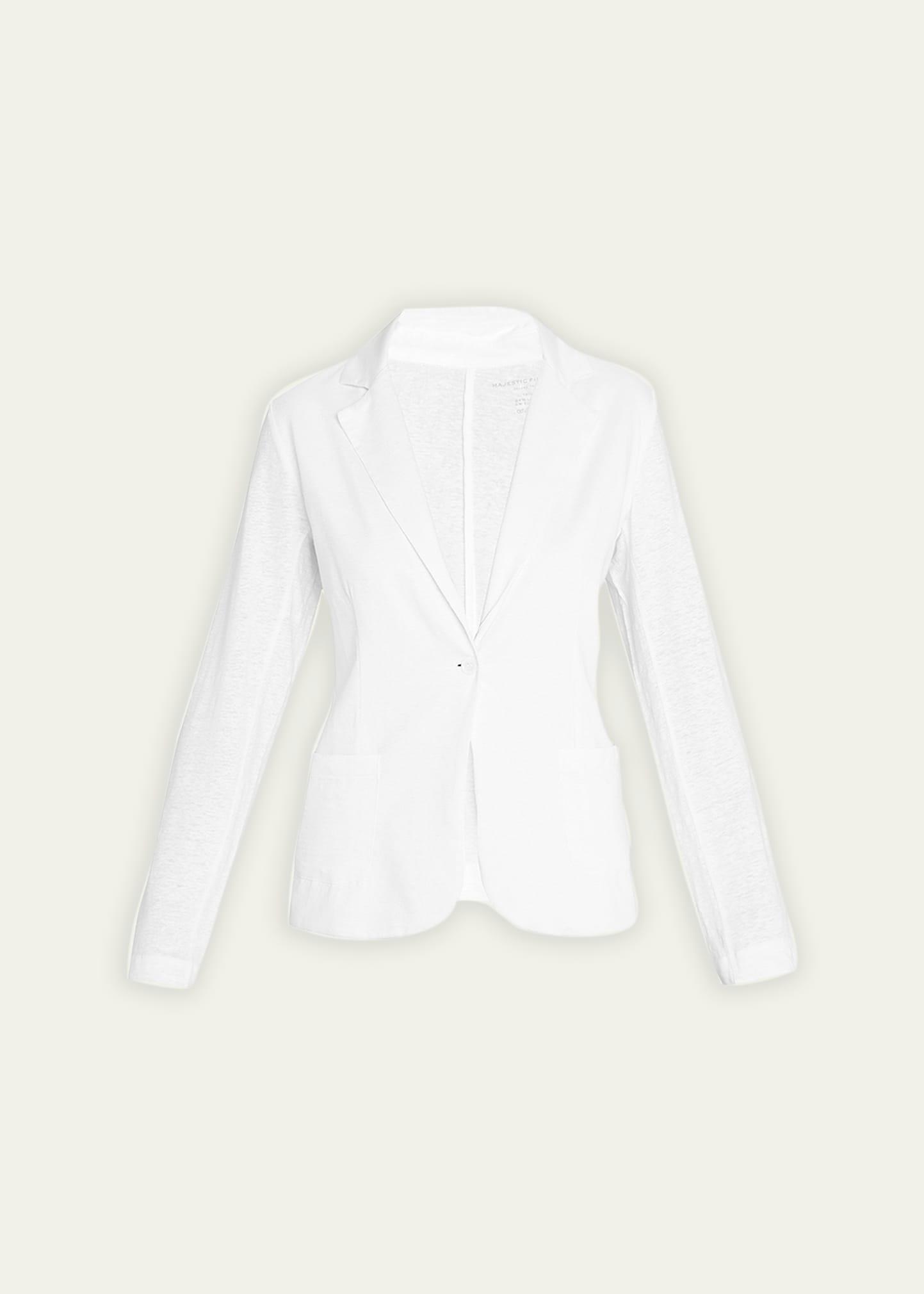 stretch linen one-button blazer