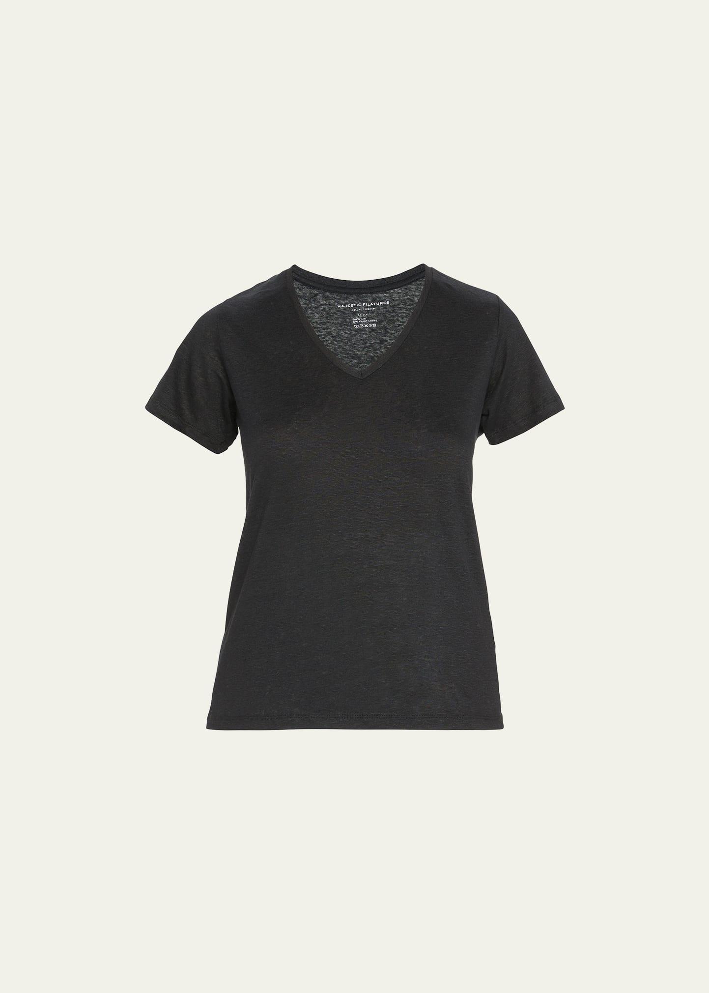 stretch-linen semi-relaxed v-neck tee