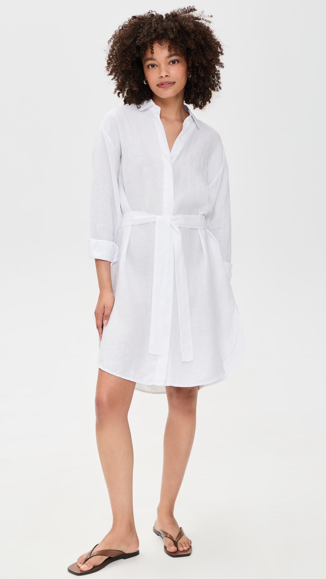 stretch linen shirt dress