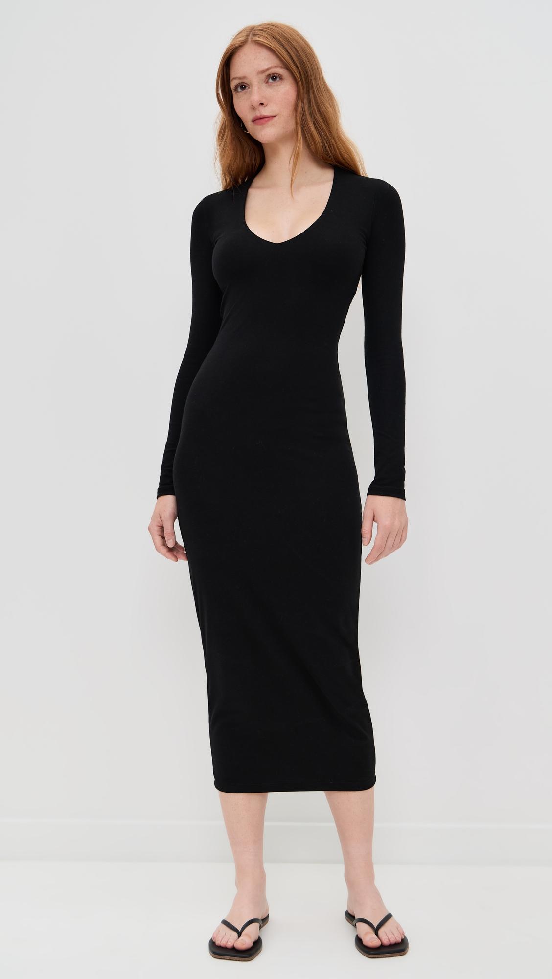 stretch lotus deep v dress