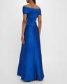stretch mikado portrait draped a-line gown