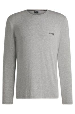 stretch-modal pajama t-shirt with logo detail- grey men's nightwear