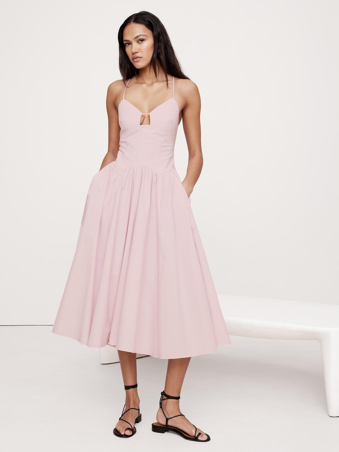 Stretch Poplin Midi Dress