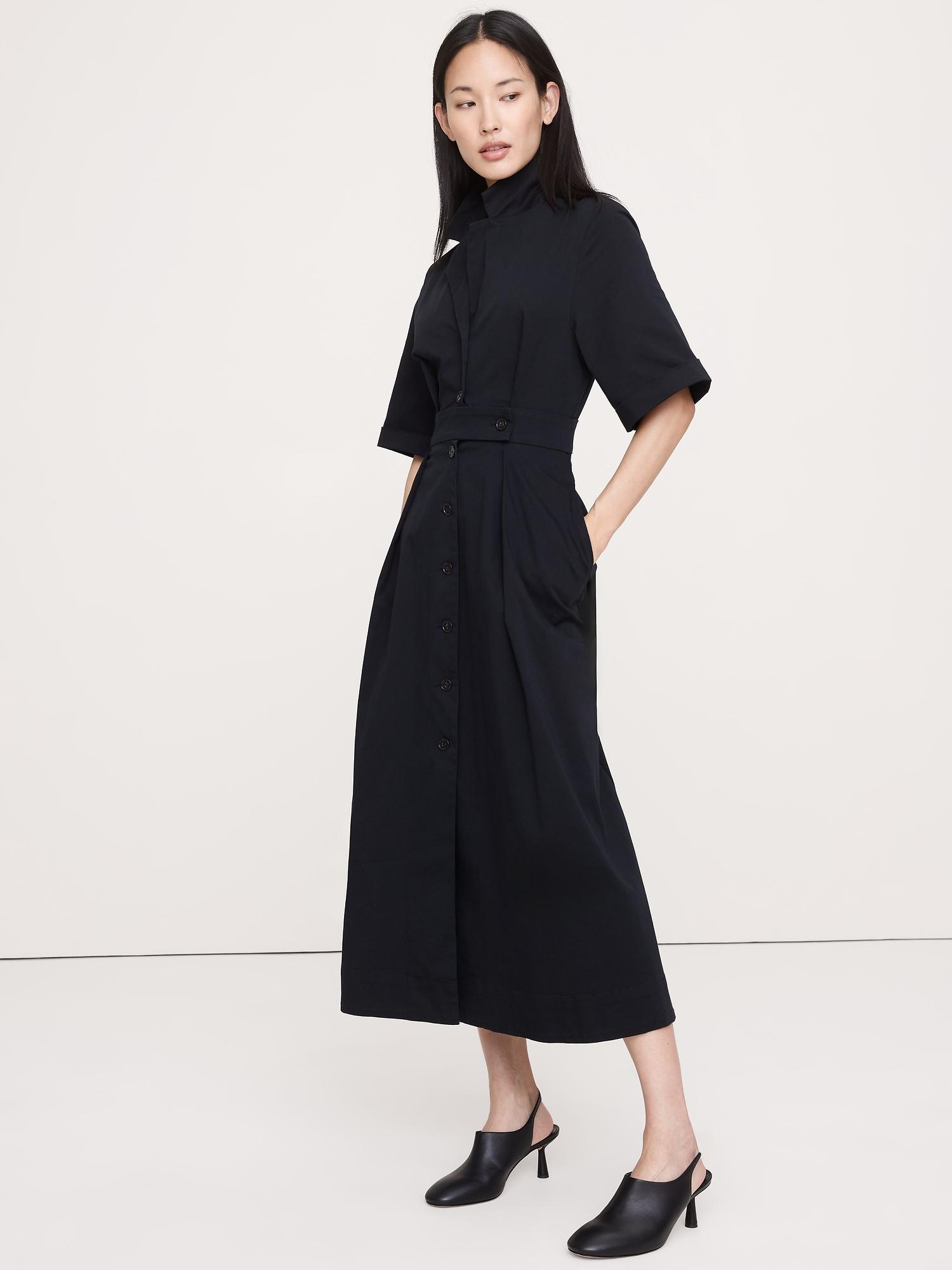 stretch-poplin shirtdress