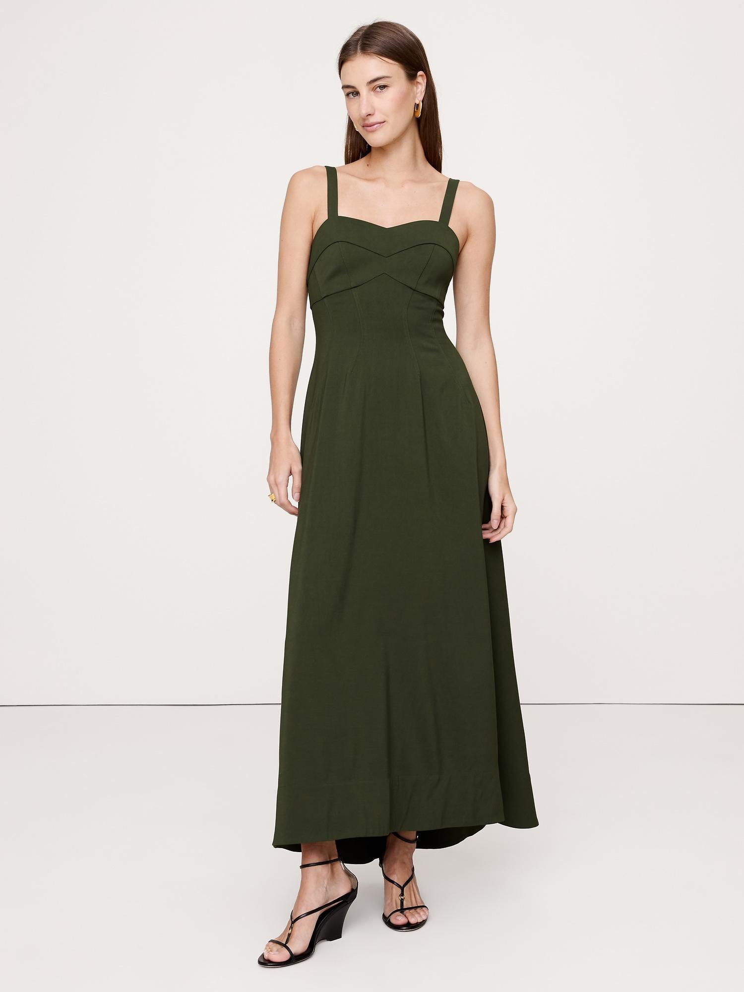 stretch-sateen sweetheart maxi dress