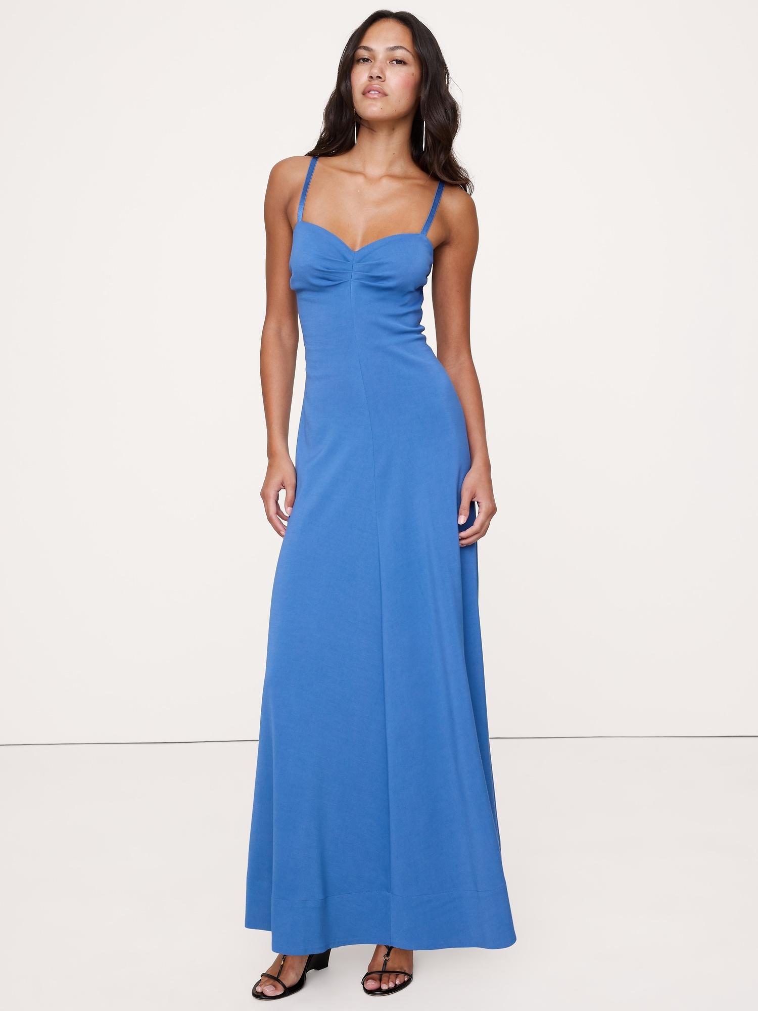 stretch-sateen sweetheart maxi dress