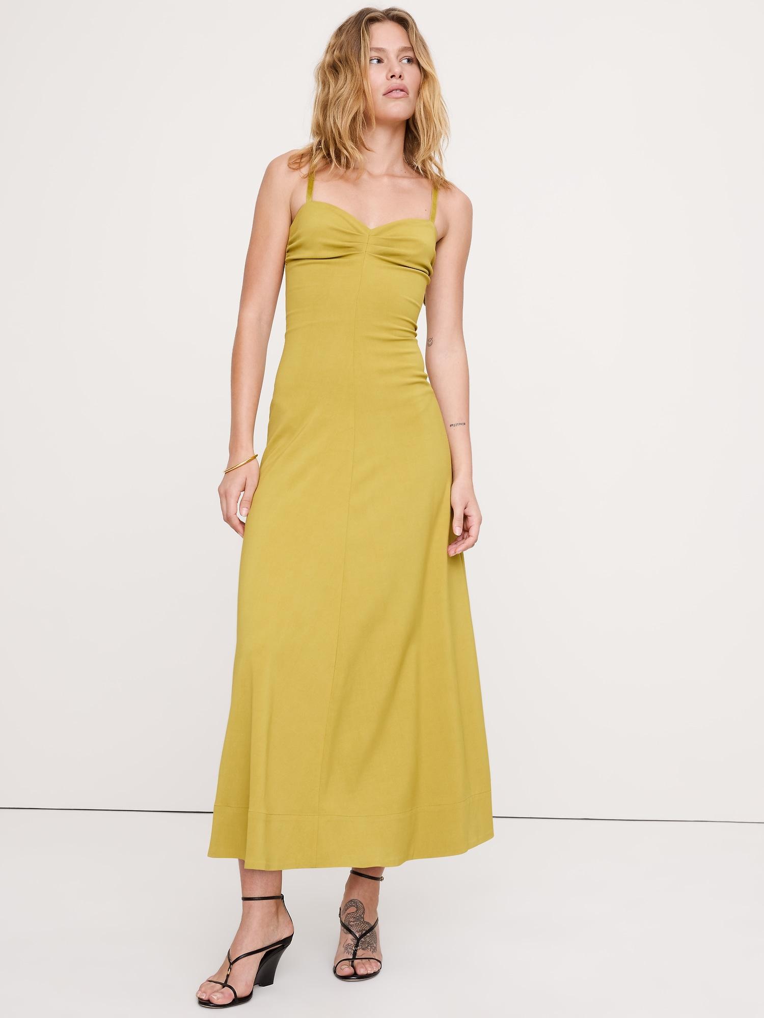 stretch-sateen sweetheart maxi dress