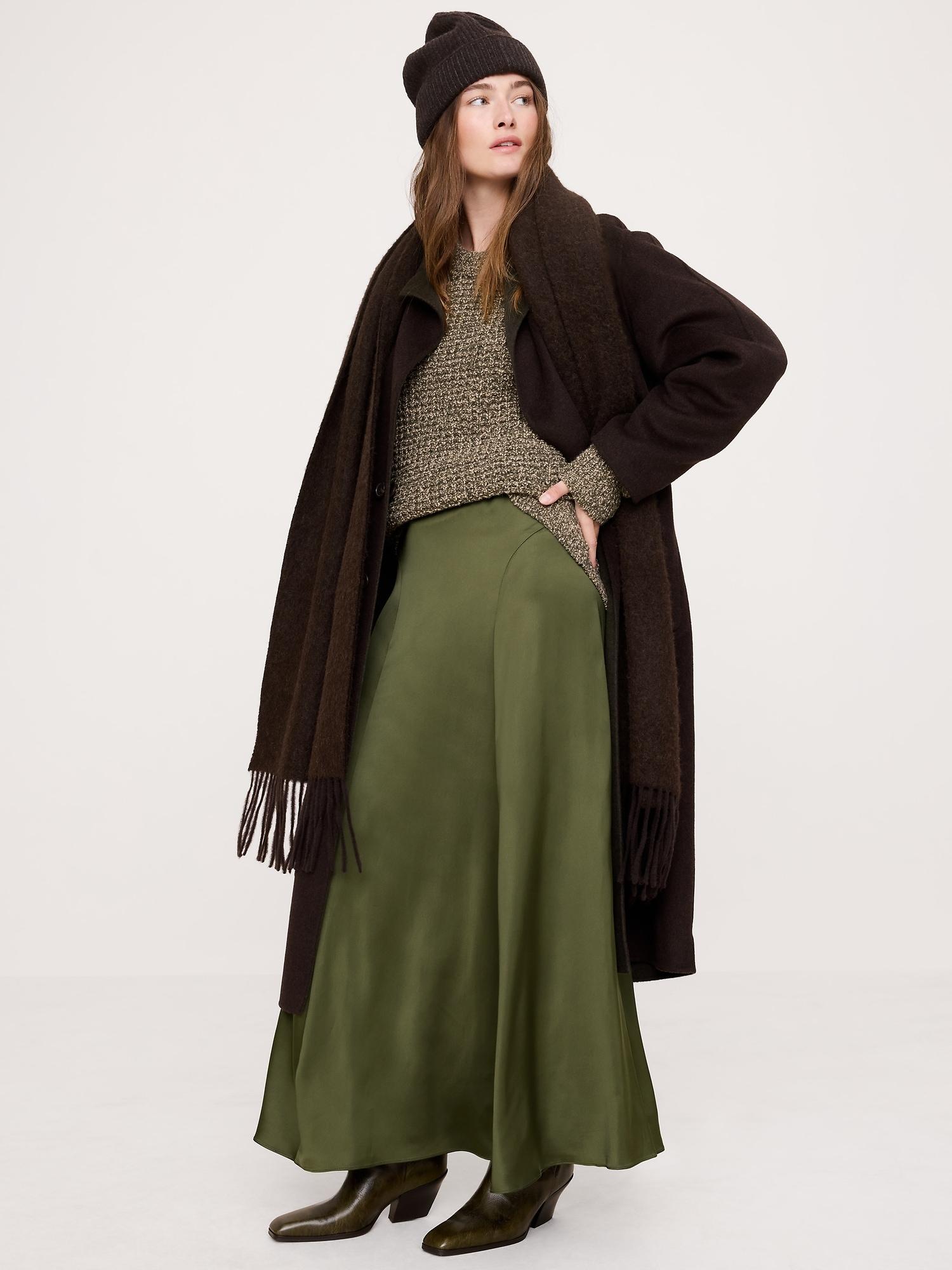 stretch-satin maxi skirt