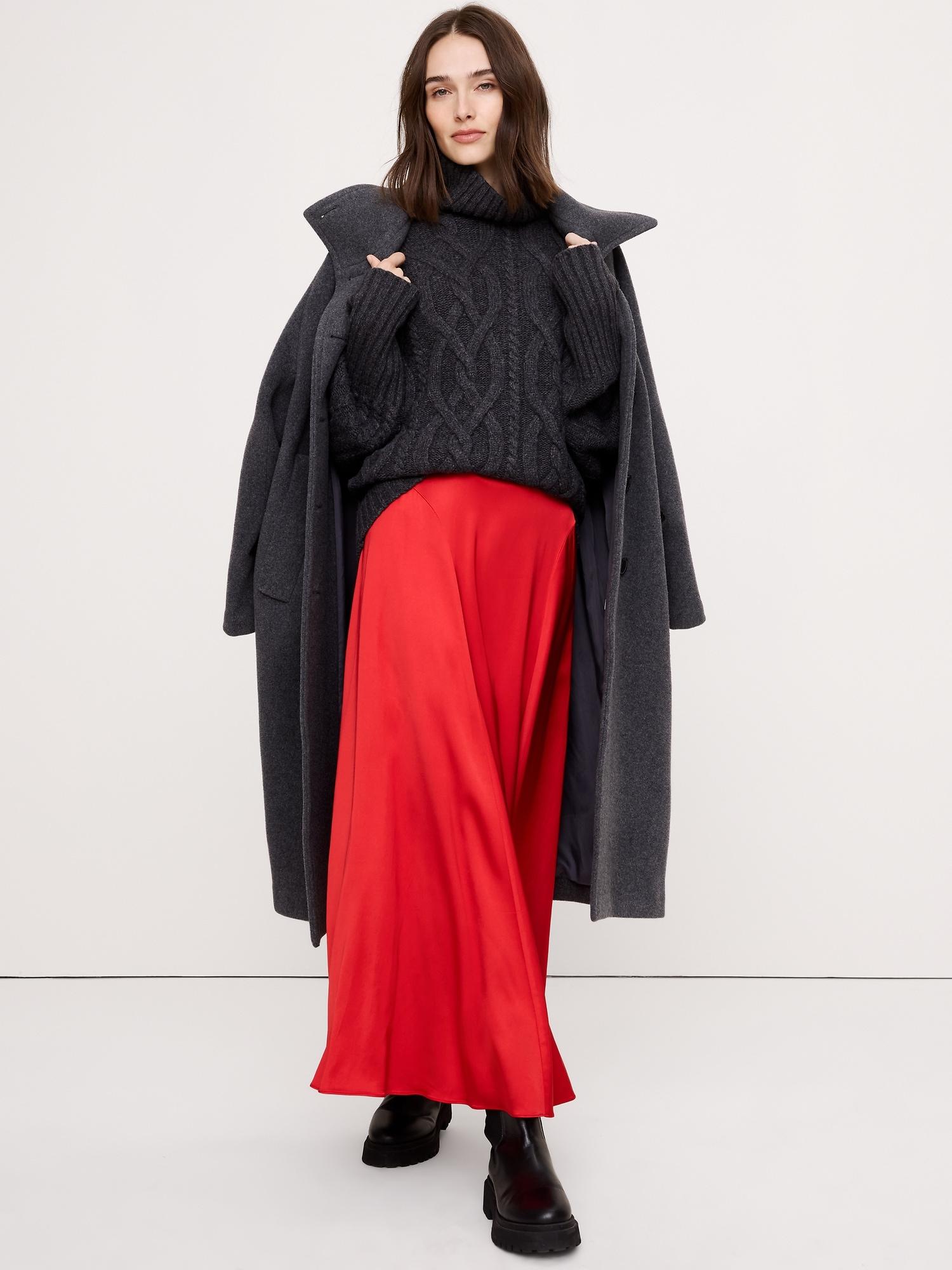 stretch-satin maxi skirt