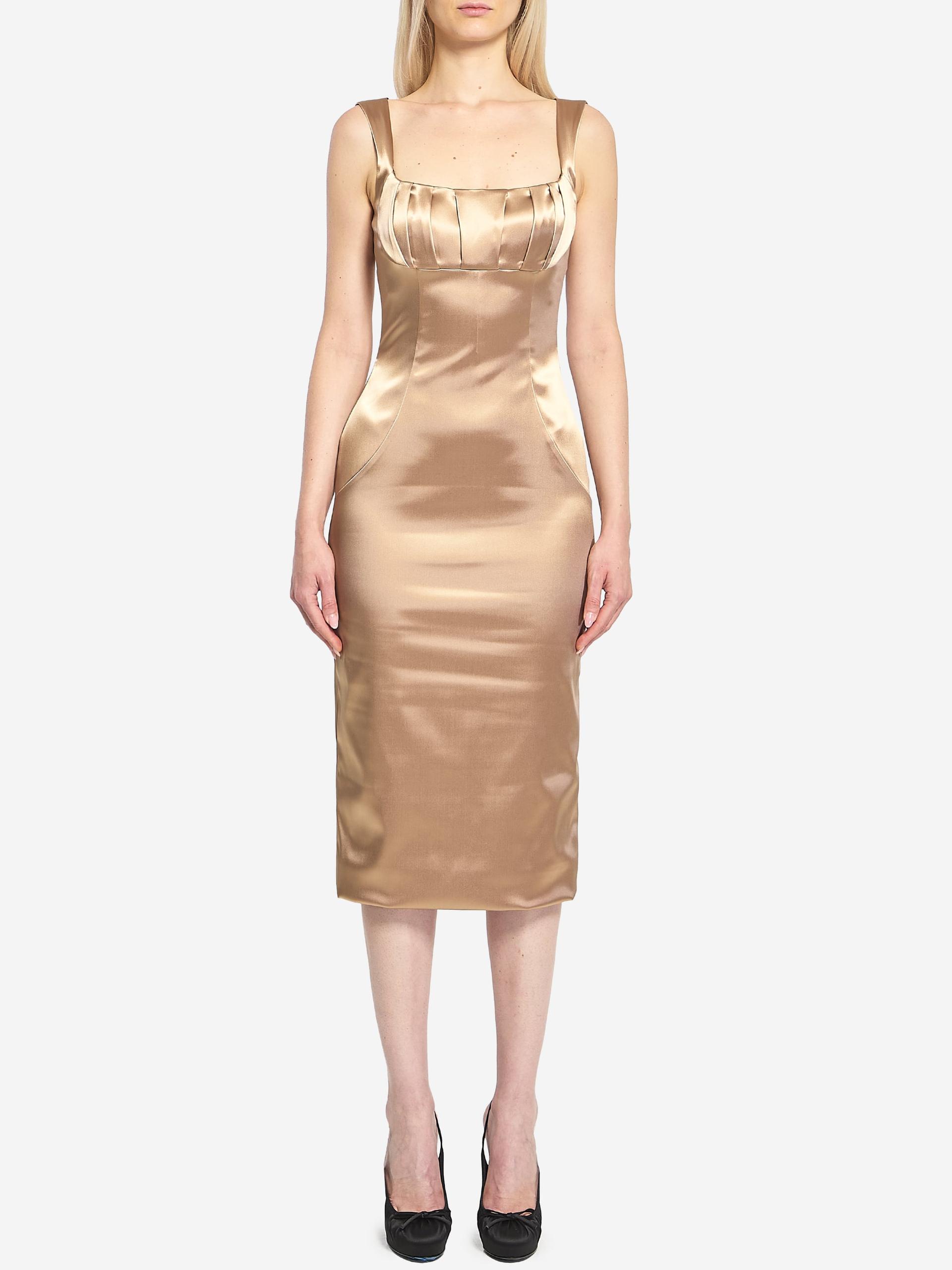 stretch satin midi dress